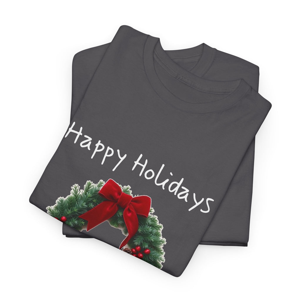 Happy Holidays Wreath, Unisex Heavy Cotton Tee