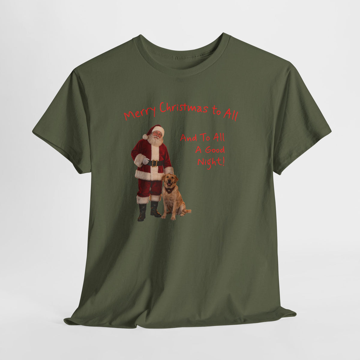 Santa and a Yellow Labrador, Merry Christmas, Unisex Heavy Cotton Tee