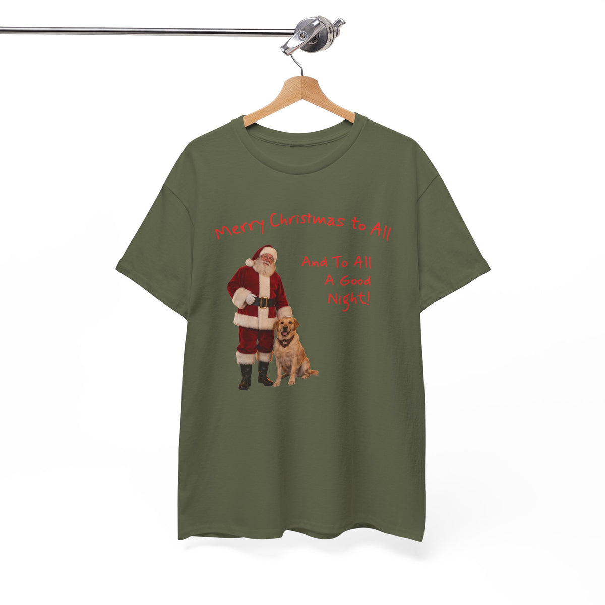 Santa and a Yellow Labrador, Merry Christmas, Unisex Heavy Cotton Tee
