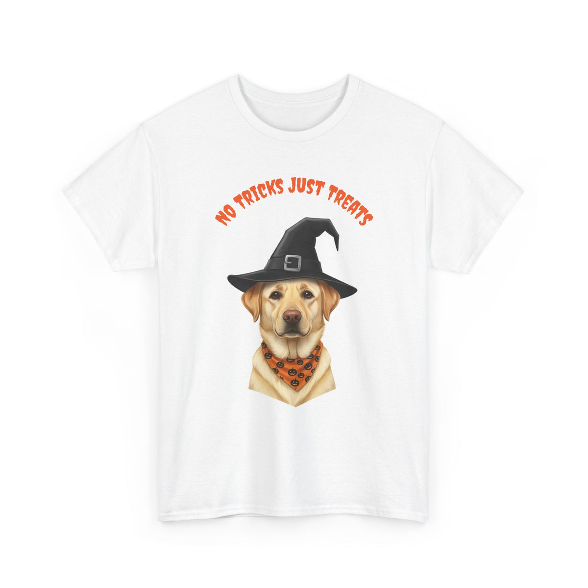 No Tricks Just Treats Golden Lab Halloween T-Shirt – Stay Weird Goods