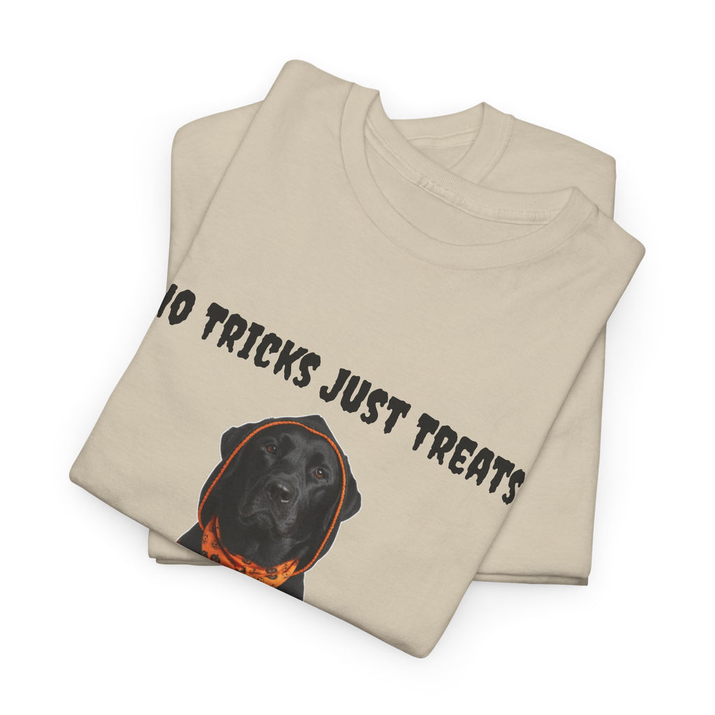 No Tricks Just Treats Black Lab Halloween T-Shirt – Stay Weird Goods
