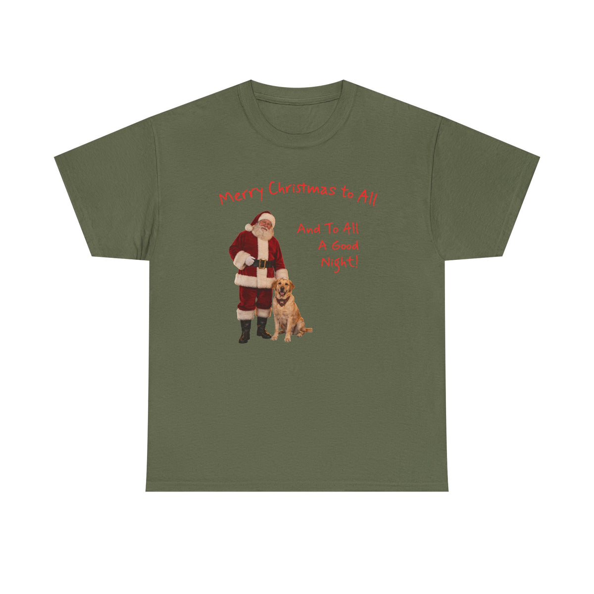 Santa and a Yellow Labrador, Merry Christmas, Unisex Heavy Cotton Tee