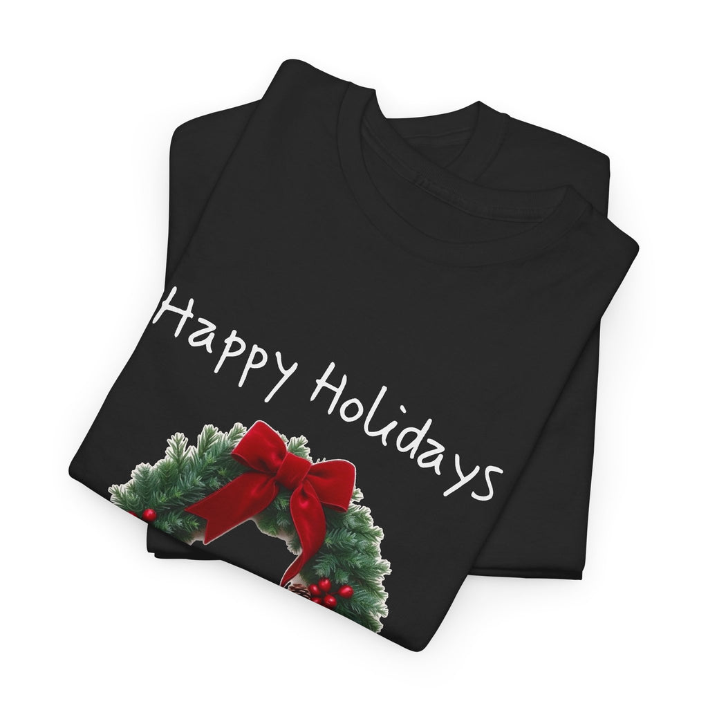 Happy Holidays Wreath, Unisex Heavy Cotton Tee