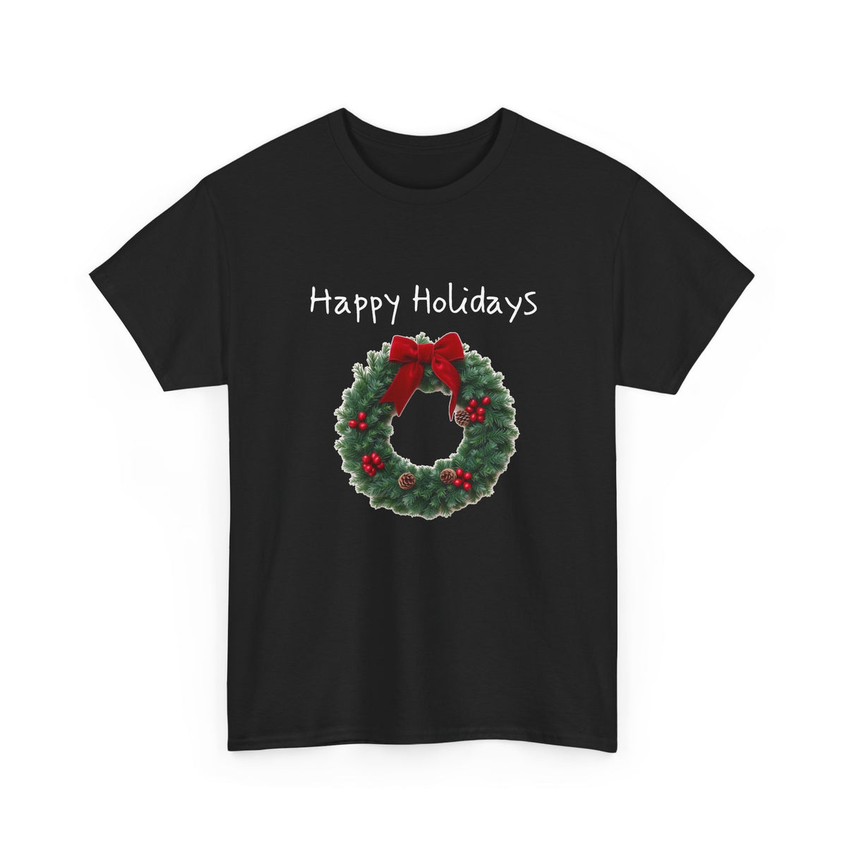 Happy Holidays Wreath, Unisex Heavy Cotton Tee