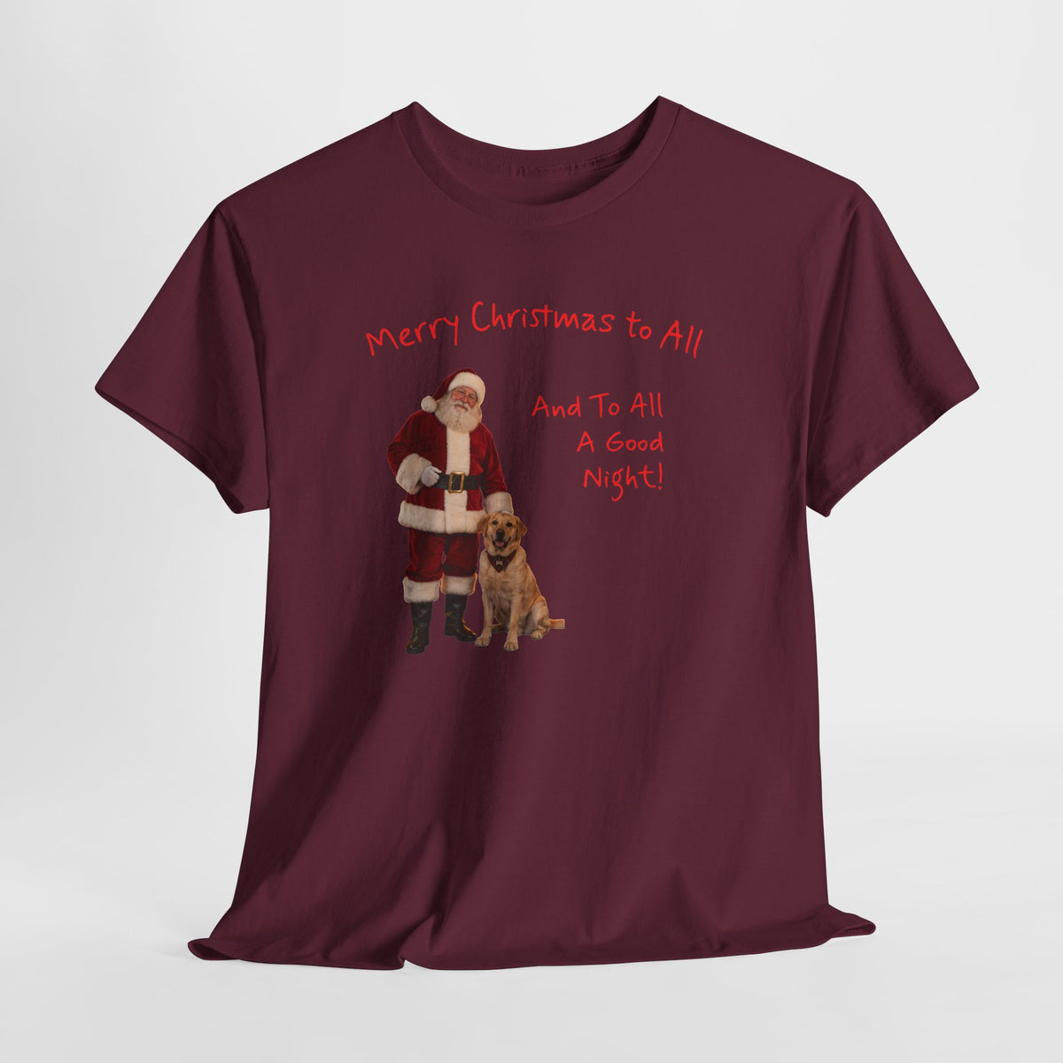 Santa and a Yellow Labrador, Merry Christmas, Unisex Heavy Cotton Tee