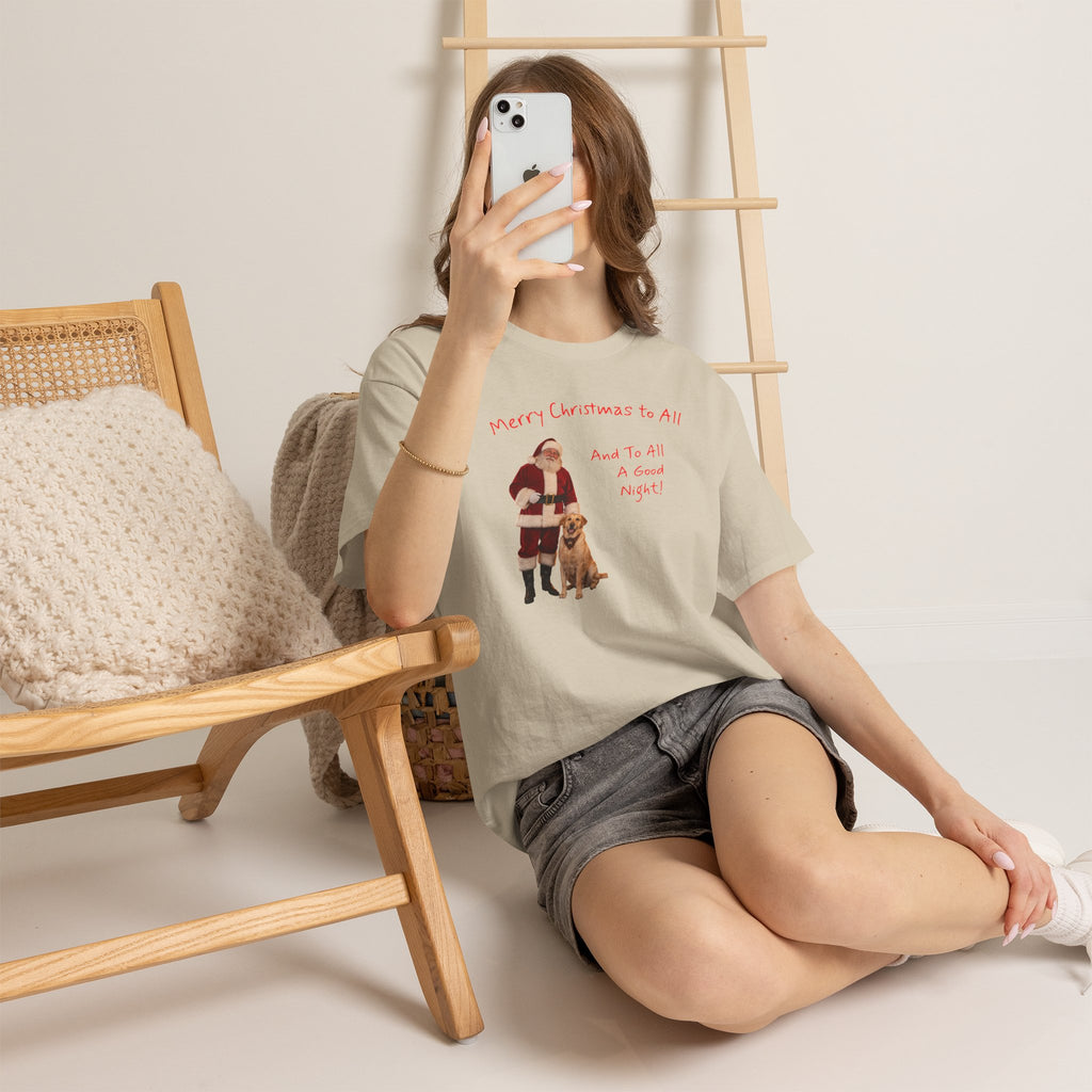 Santa and a Yellow Labrador, Merry Christmas, Unisex Heavy Cotton Tee