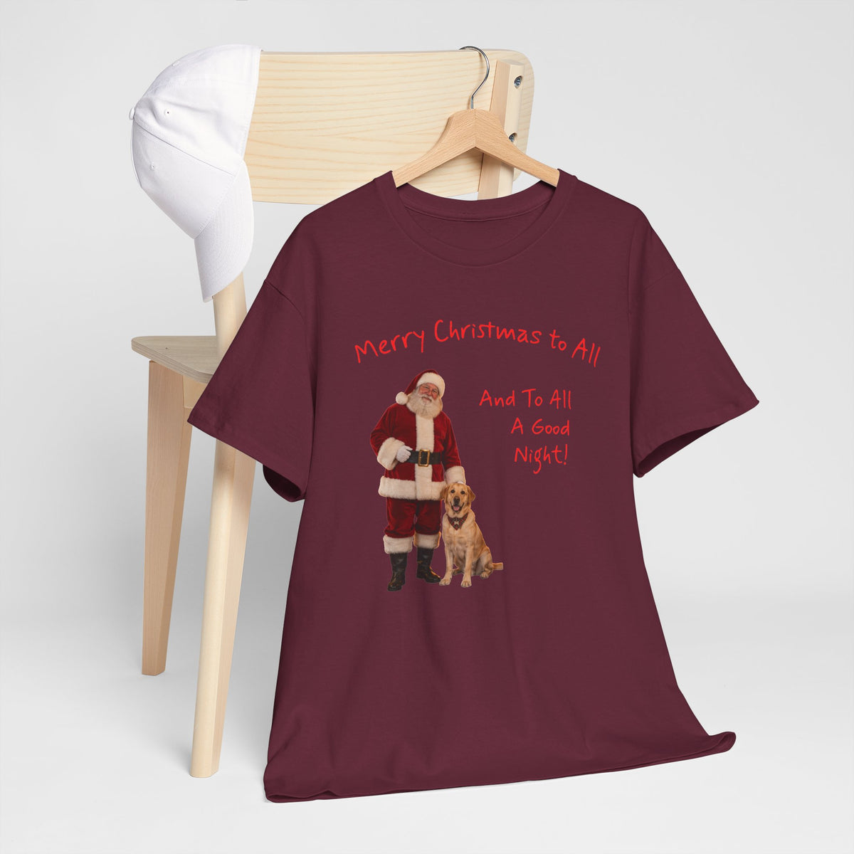 Santa and a Yellow Labrador, Merry Christmas, Unisex Heavy Cotton Tee