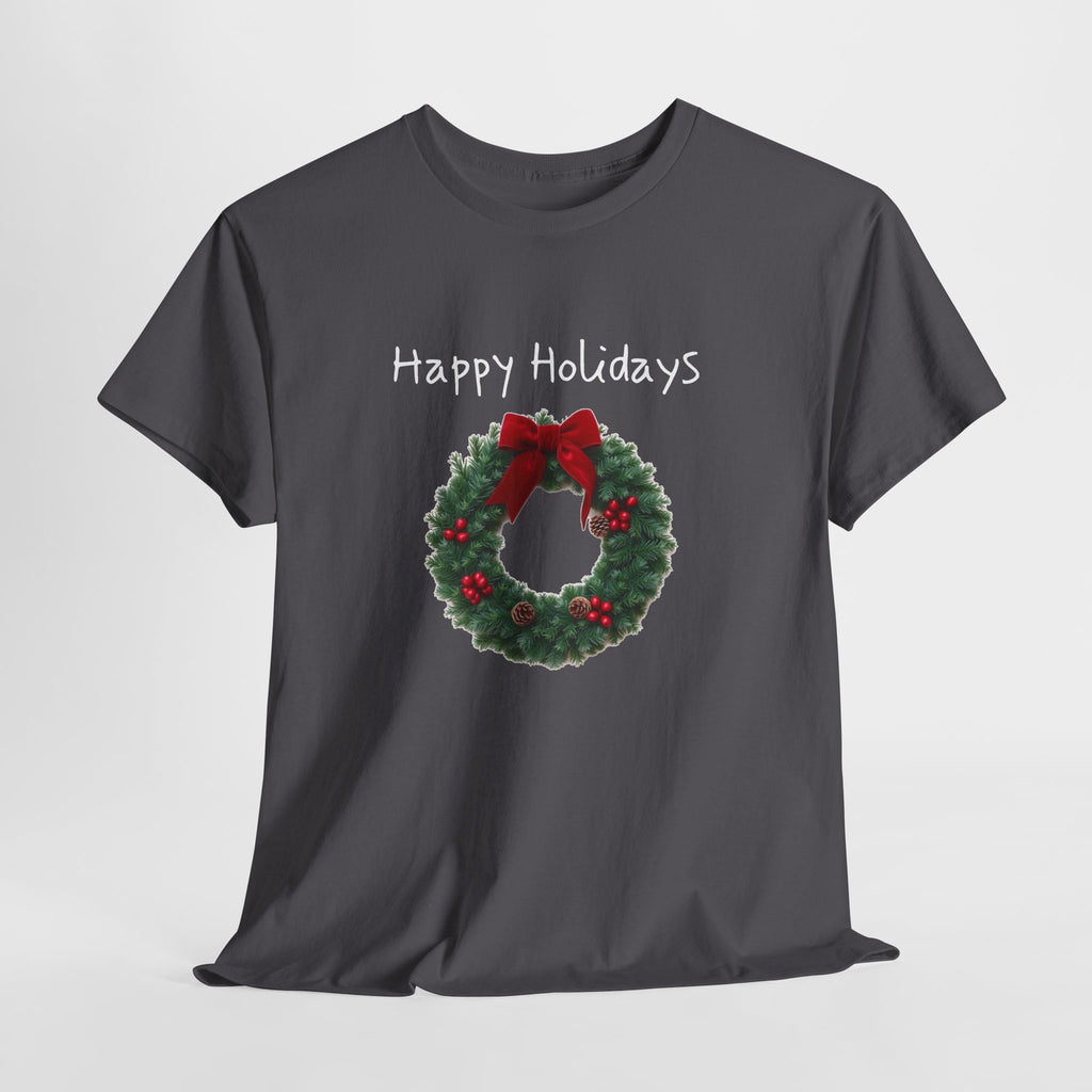 Happy Holidays Wreath, Unisex Heavy Cotton Tee