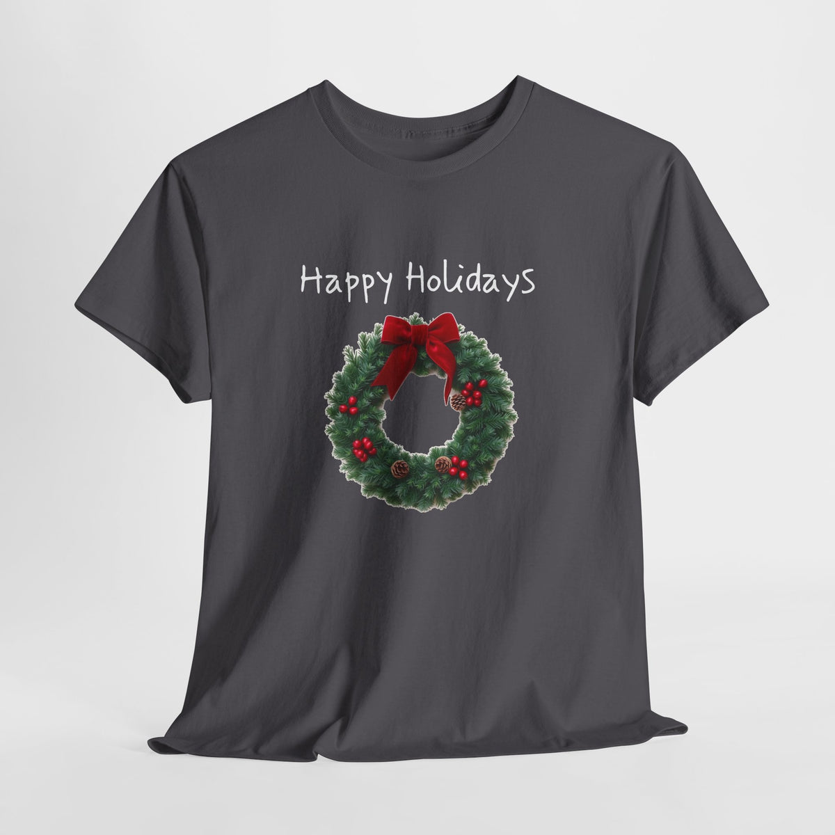 Happy Holidays Wreath, Unisex Heavy Cotton Tee