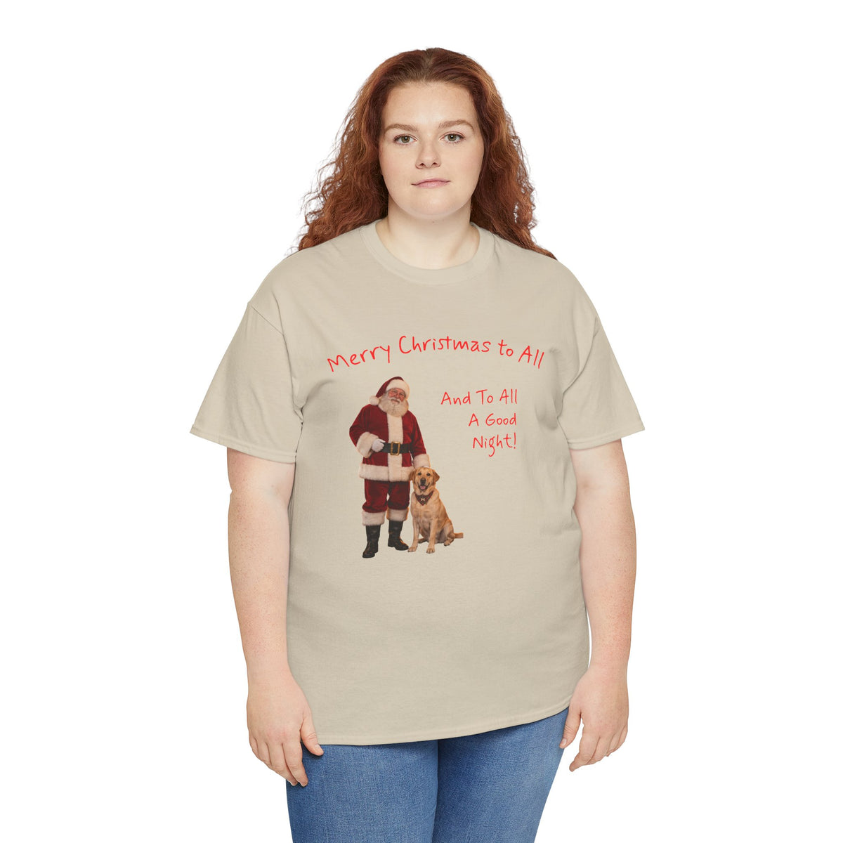 Santa and a Yellow Labrador, Merry Christmas, Unisex Heavy Cotton Tee