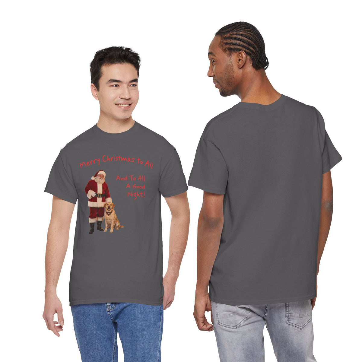 Santa and a Yellow Labrador, Merry Christmas, Unisex Heavy Cotton Tee