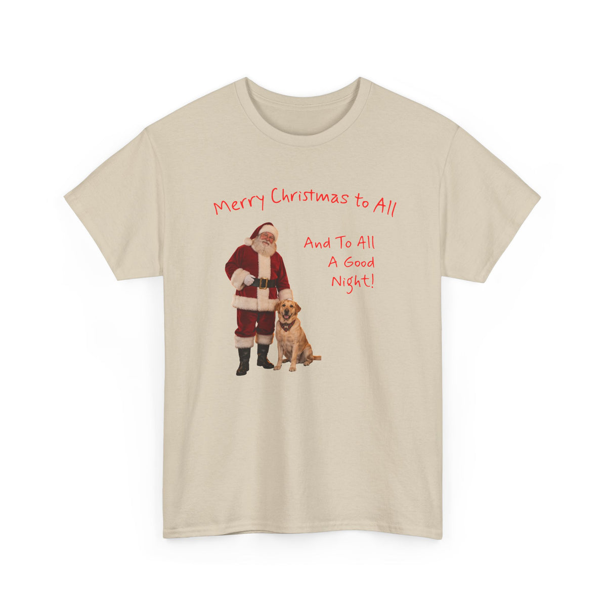 Santa and a Yellow Labrador, Merry Christmas, Unisex Heavy Cotton Tee