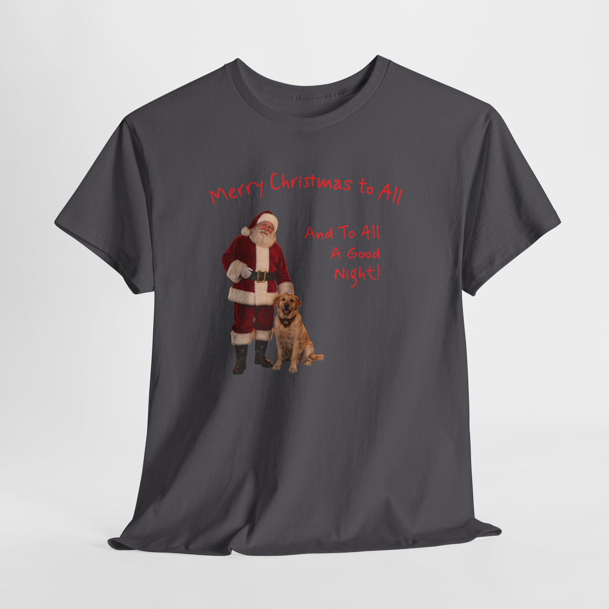 Santa and a Yellow Labrador, Merry Christmas, Unisex Heavy Cotton Tee