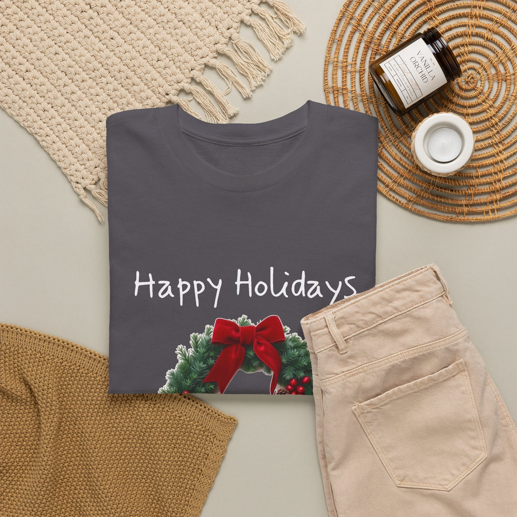 Happy Holidays Wreath, Unisex Heavy Cotton Tee