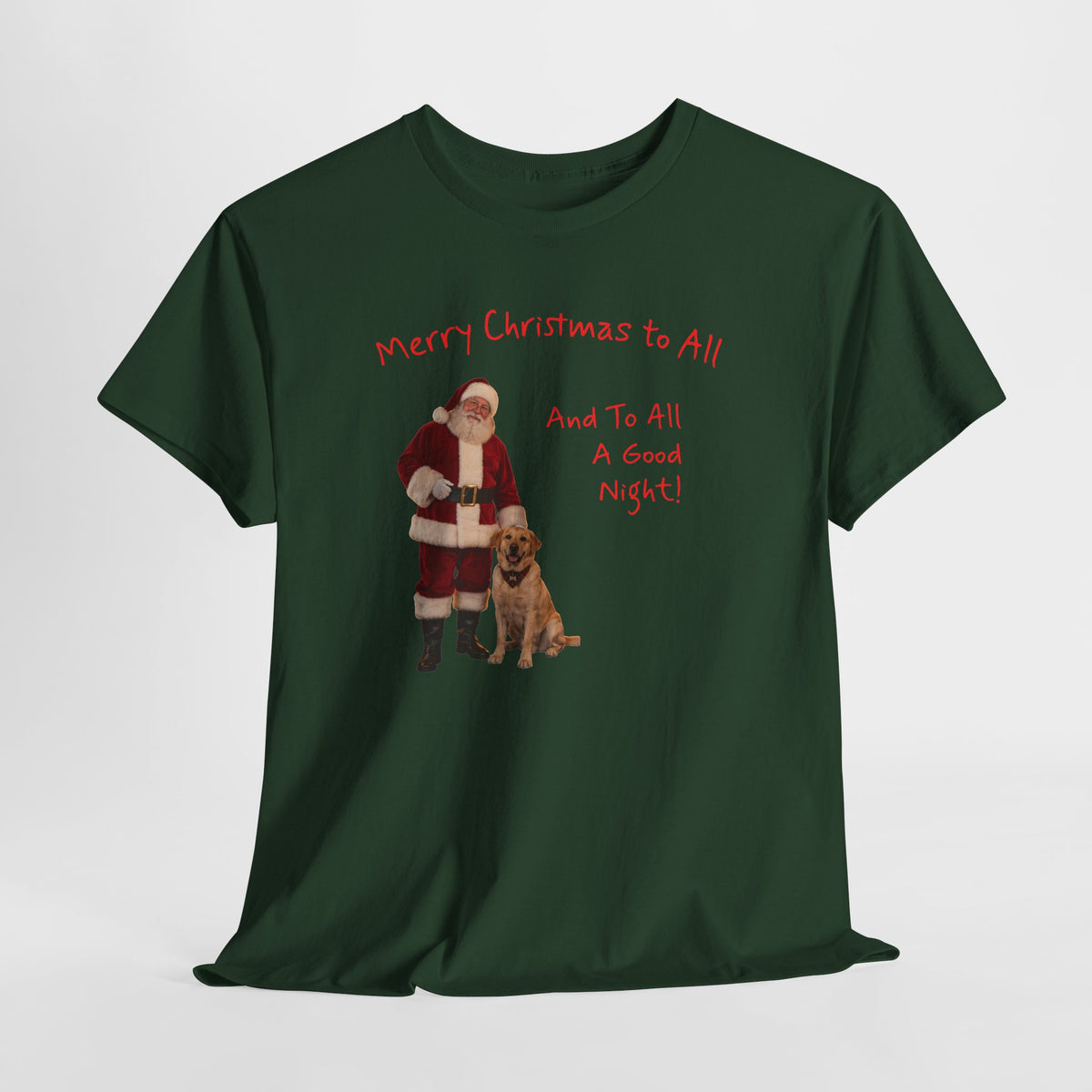 Santa and a Yellow Labrador, Merry Christmas, Unisex Heavy Cotton Tee