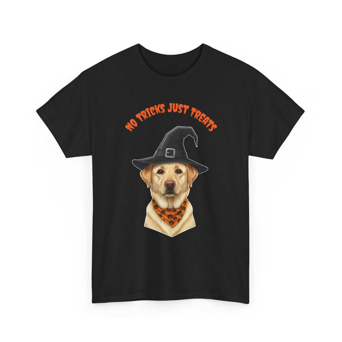 No Tricks Just Treats Golden Lab Halloween T-Shirt – Stay Weird Goods
