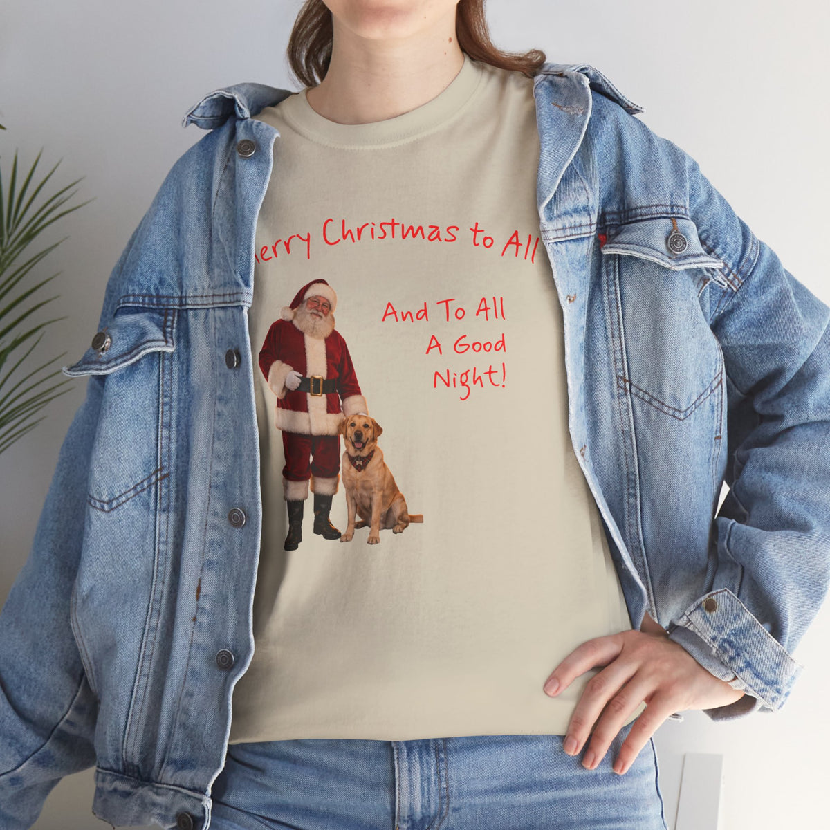Santa and a Yellow Labrador, Merry Christmas, Unisex Heavy Cotton Tee