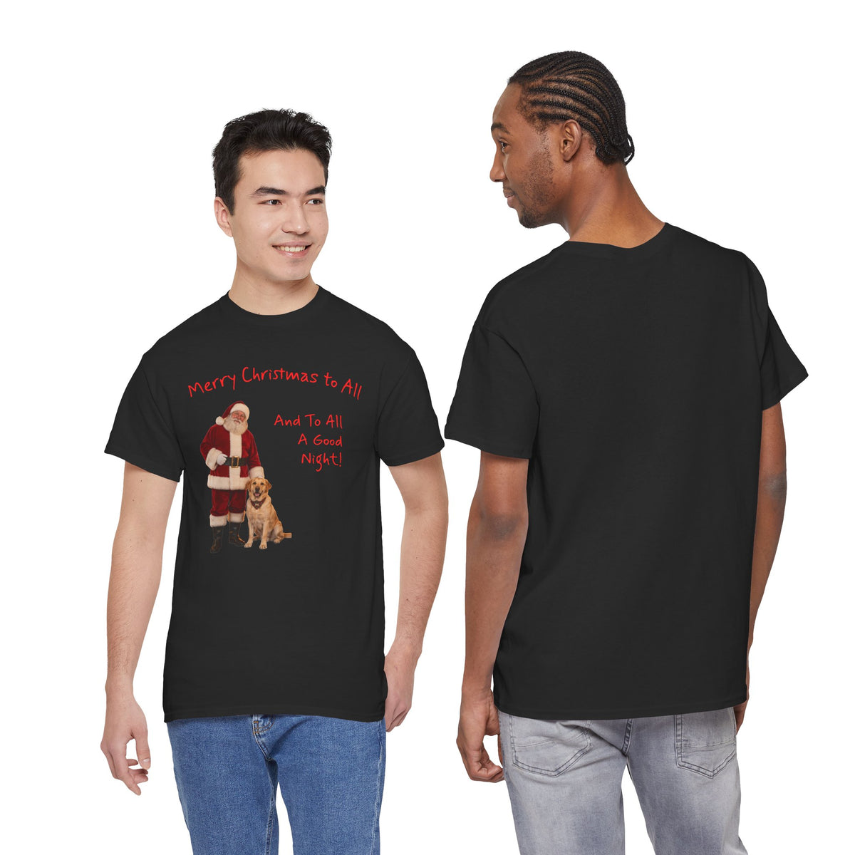 Santa and a Yellow Labrador, Merry Christmas, Unisex Heavy Cotton Tee