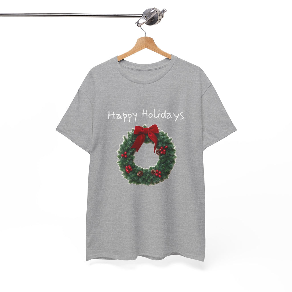 Happy Holidays Wreath, Unisex Heavy Cotton Tee