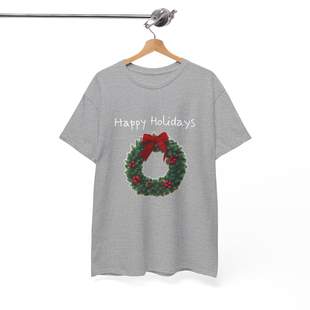Happy Holidays Wreath, Unisex Heavy Cotton Tee