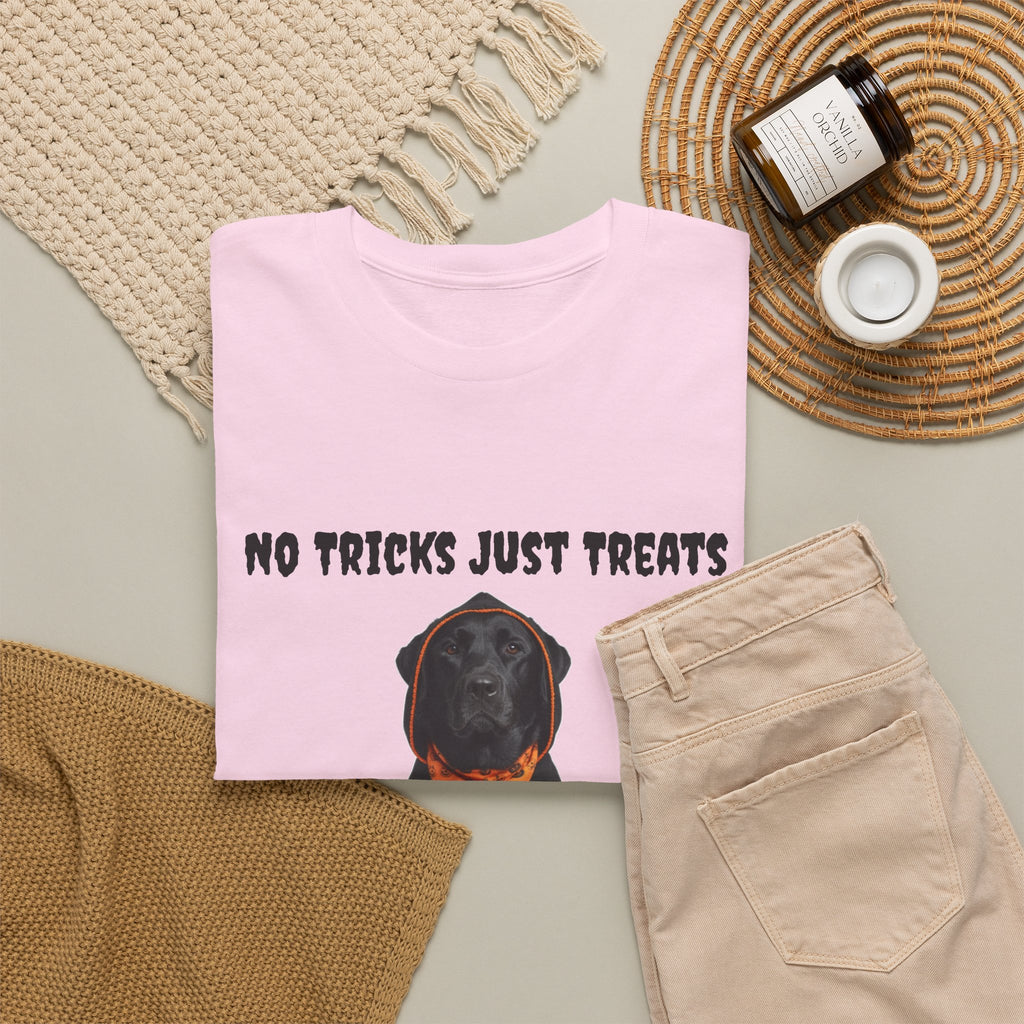 No Tricks Just Treats Black Lab Halloween T-Shirt – Stay Weird Goods