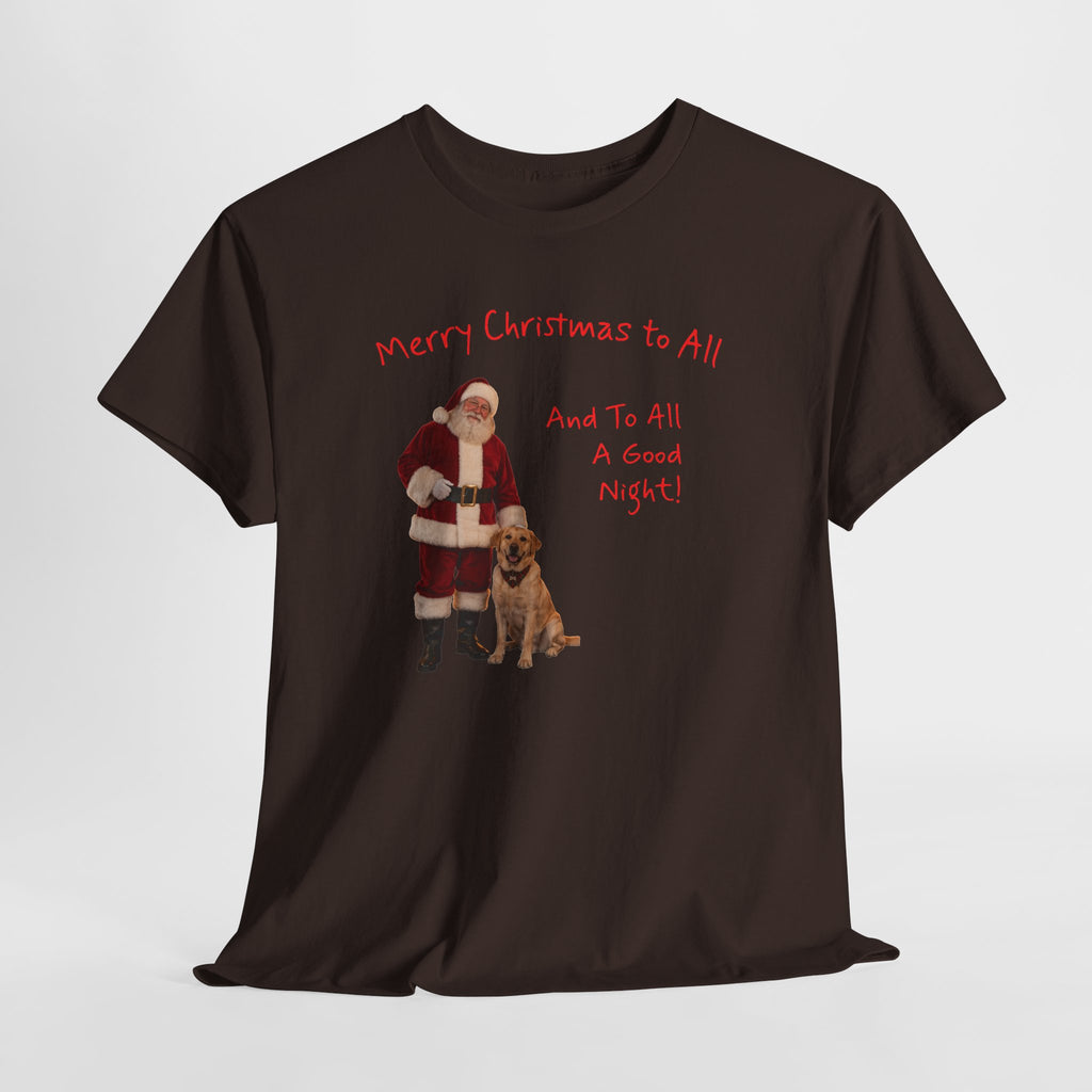 Santa and a Yellow Labrador, Merry Christmas, Unisex Heavy Cotton Tee