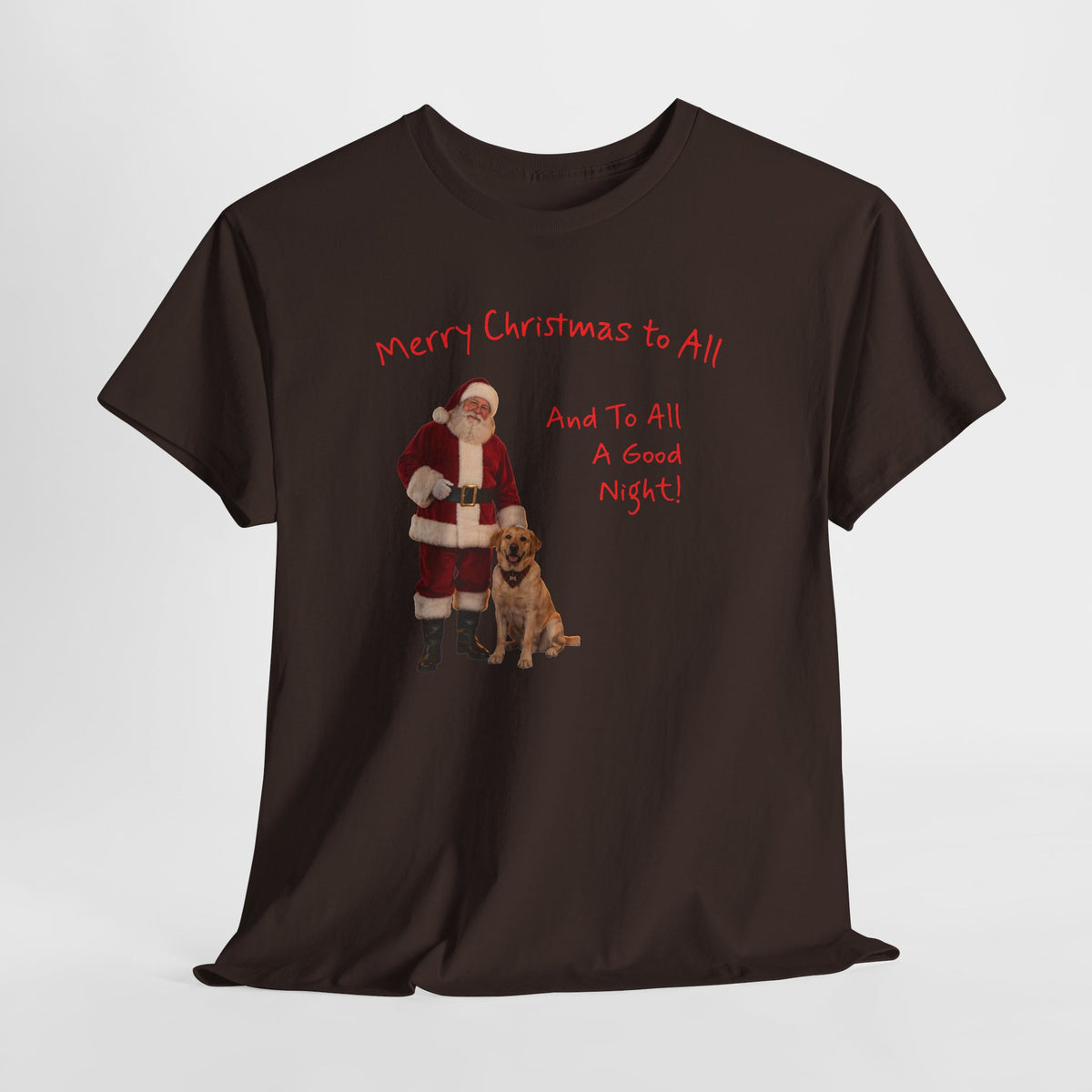 Santa and a Yellow Labrador, Merry Christmas, Unisex Heavy Cotton Tee