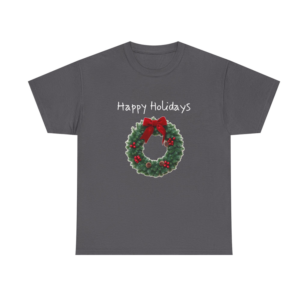 Happy Holidays Wreath, Unisex Heavy Cotton Tee