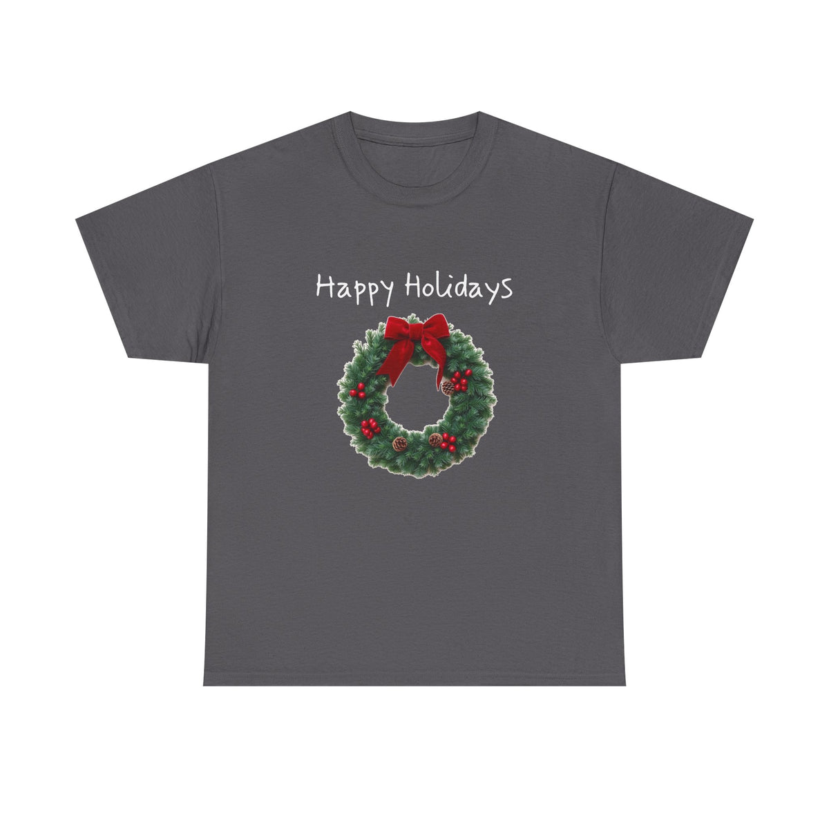 Happy Holidays Wreath, Unisex Heavy Cotton Tee