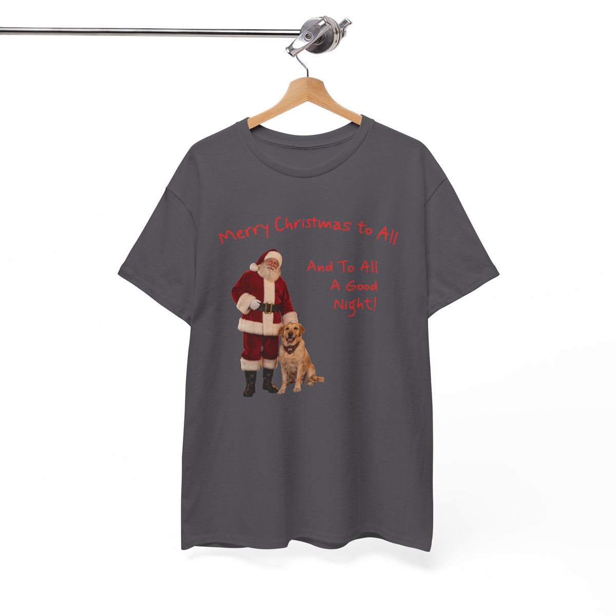 Santa and a Yellow Labrador, Merry Christmas, Unisex Heavy Cotton Tee