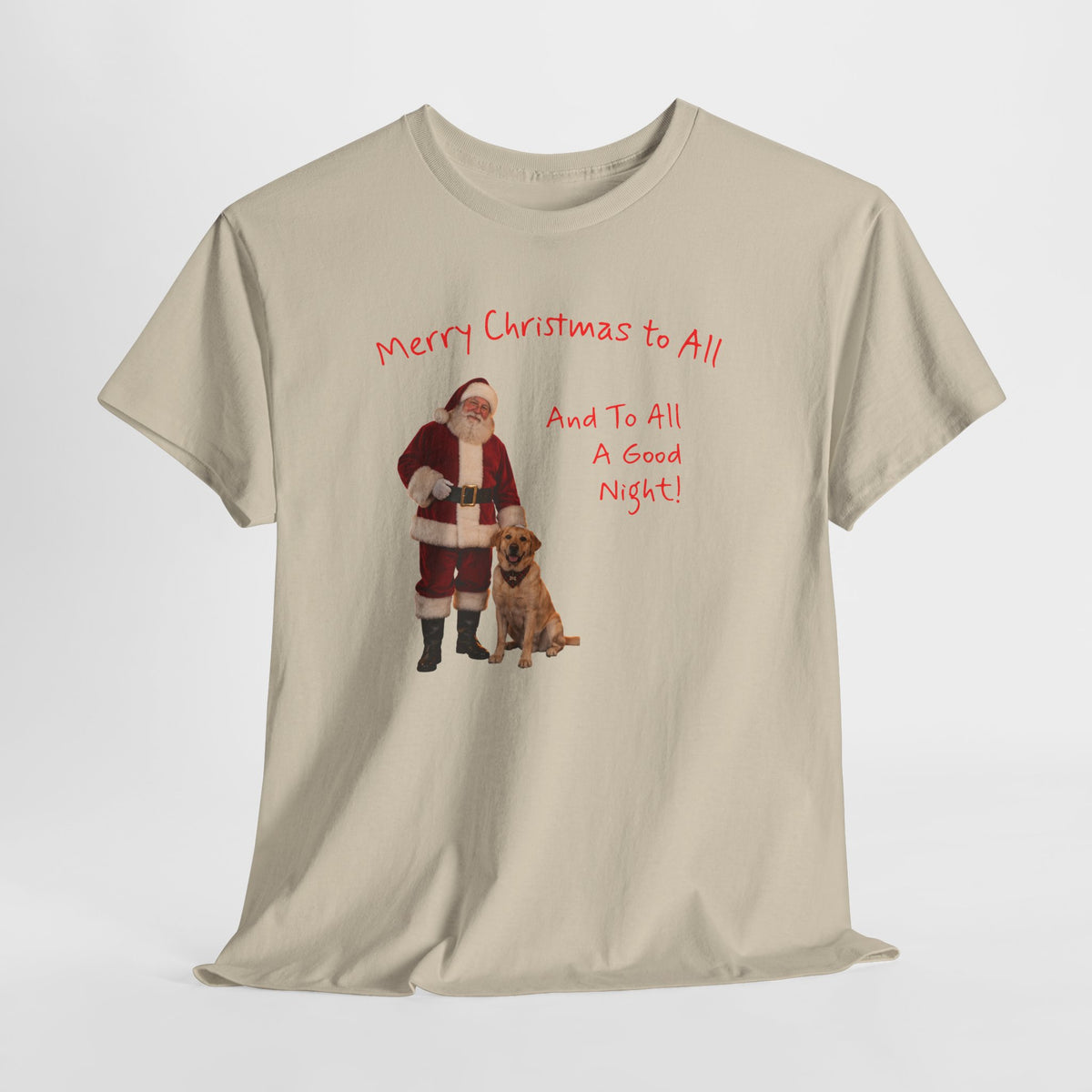 Santa and a Yellow Labrador, Merry Christmas, Unisex Heavy Cotton Tee