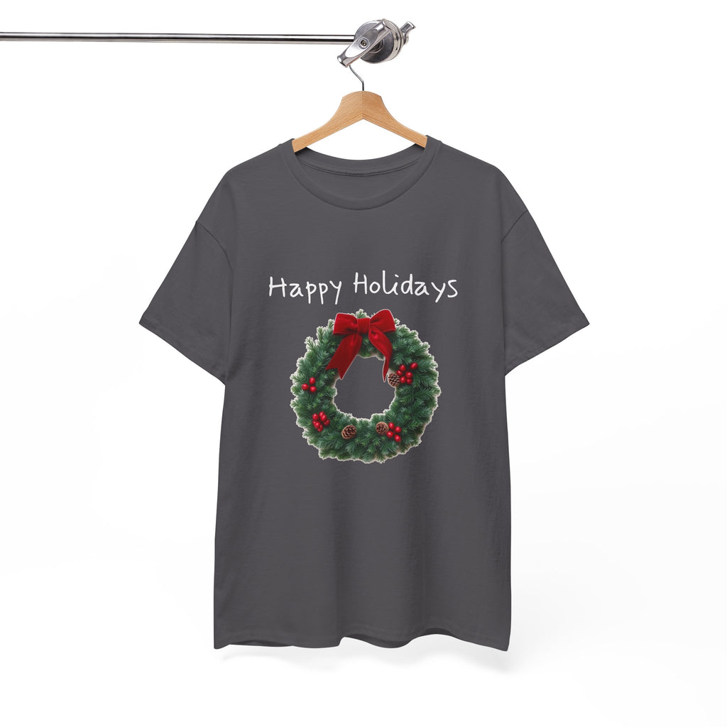 Happy Holidays Wreath, Unisex Heavy Cotton Tee