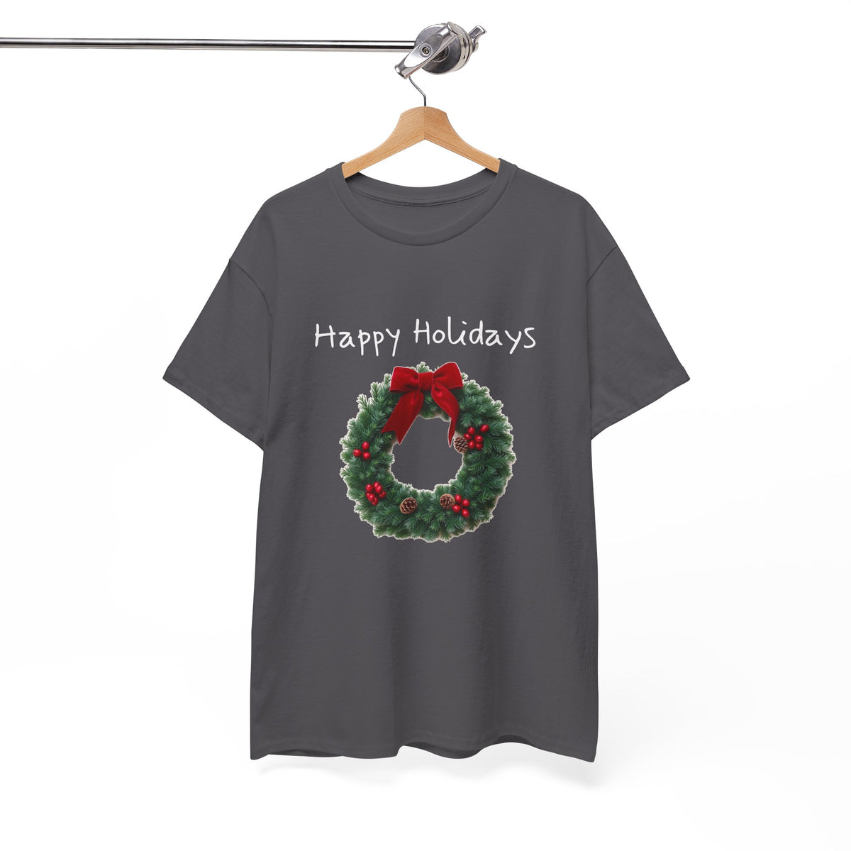Happy Holidays Wreath, Unisex Heavy Cotton Tee