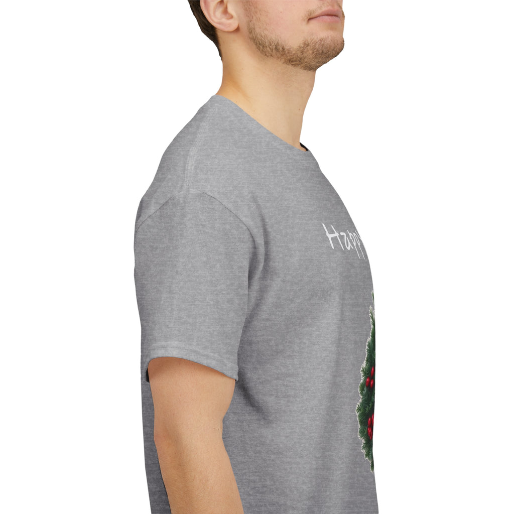 Happy Holidays Wreath, Unisex Heavy Cotton Tee