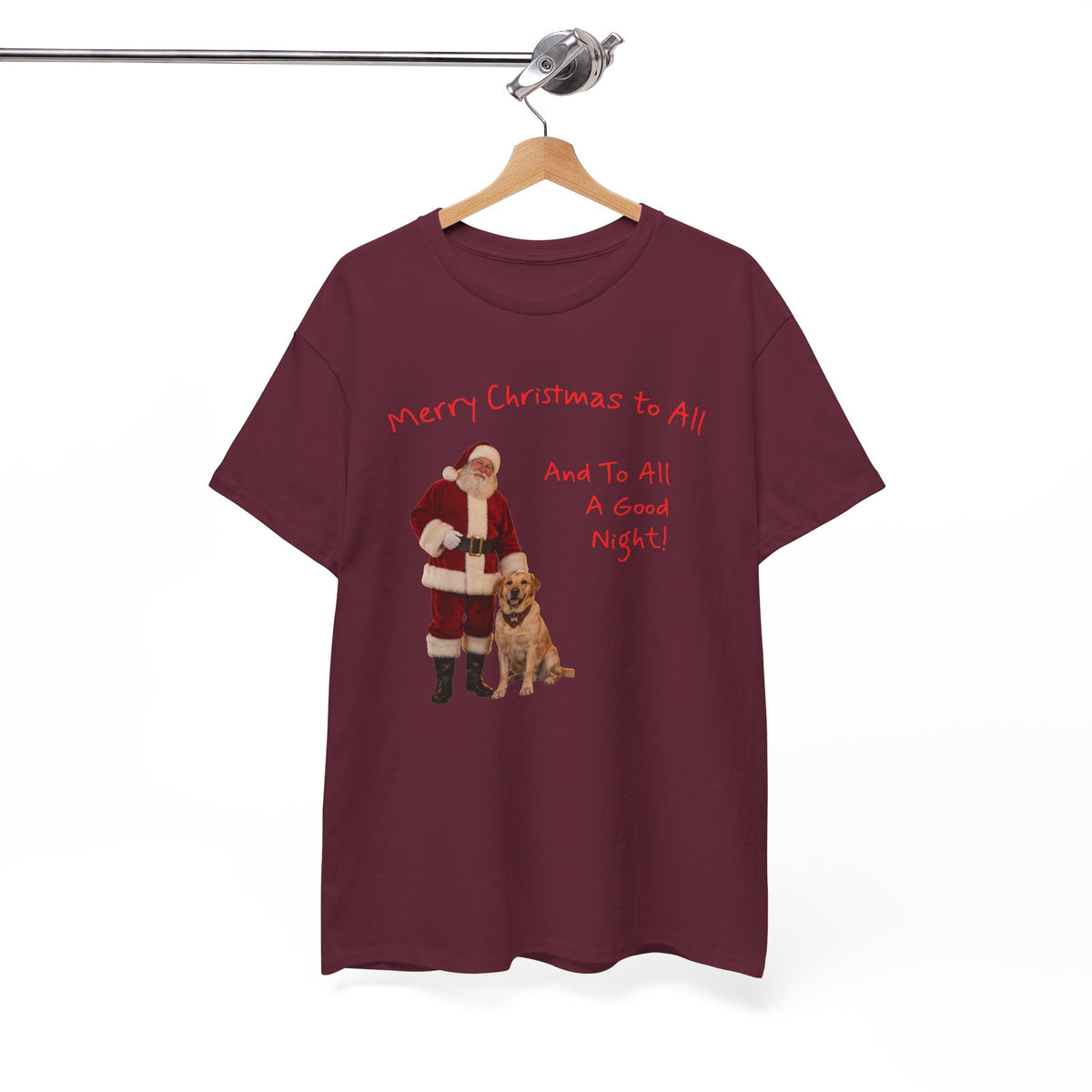 Santa and a Yellow Labrador, Merry Christmas, Unisex Heavy Cotton Tee