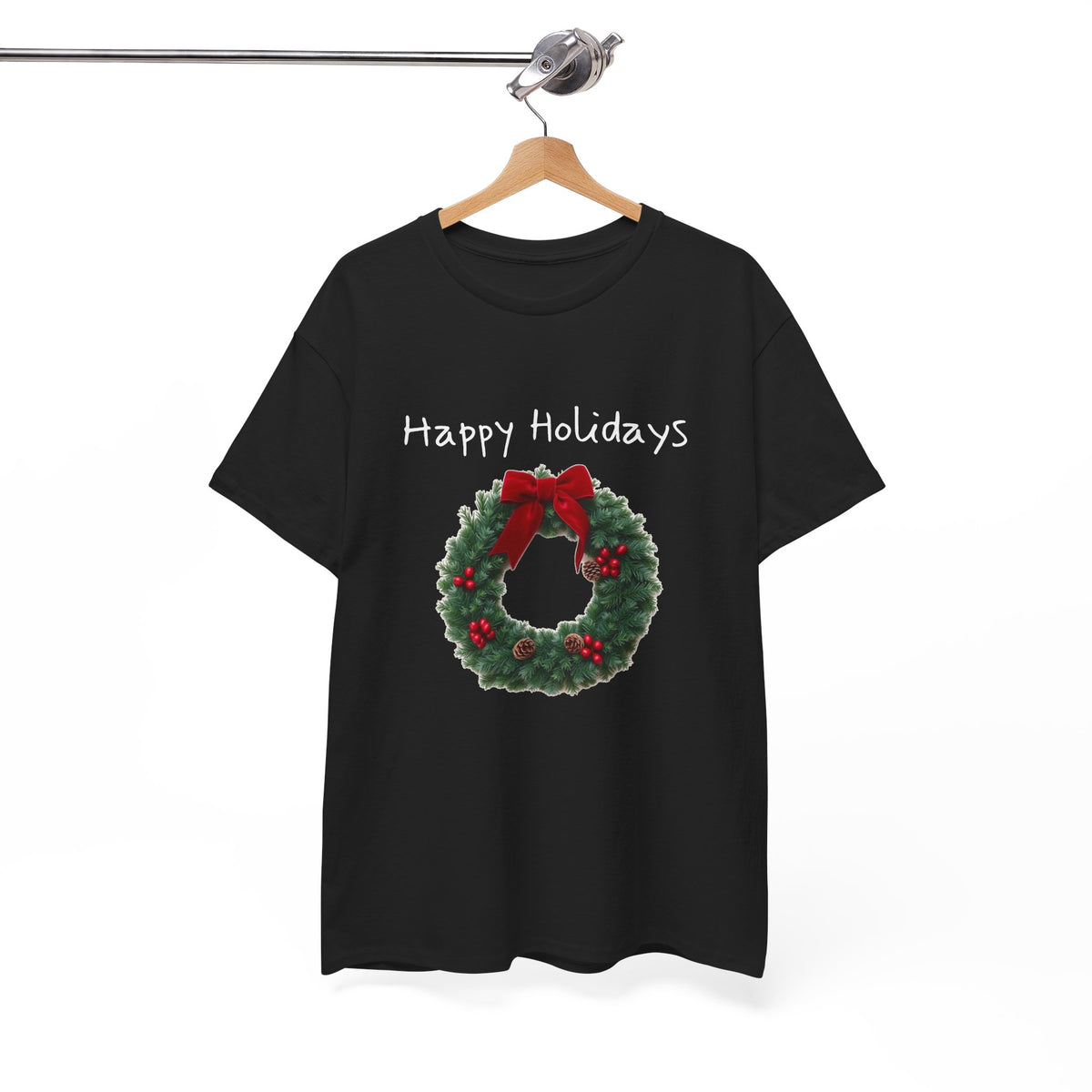 Happy Holidays Wreath, Unisex Heavy Cotton Tee