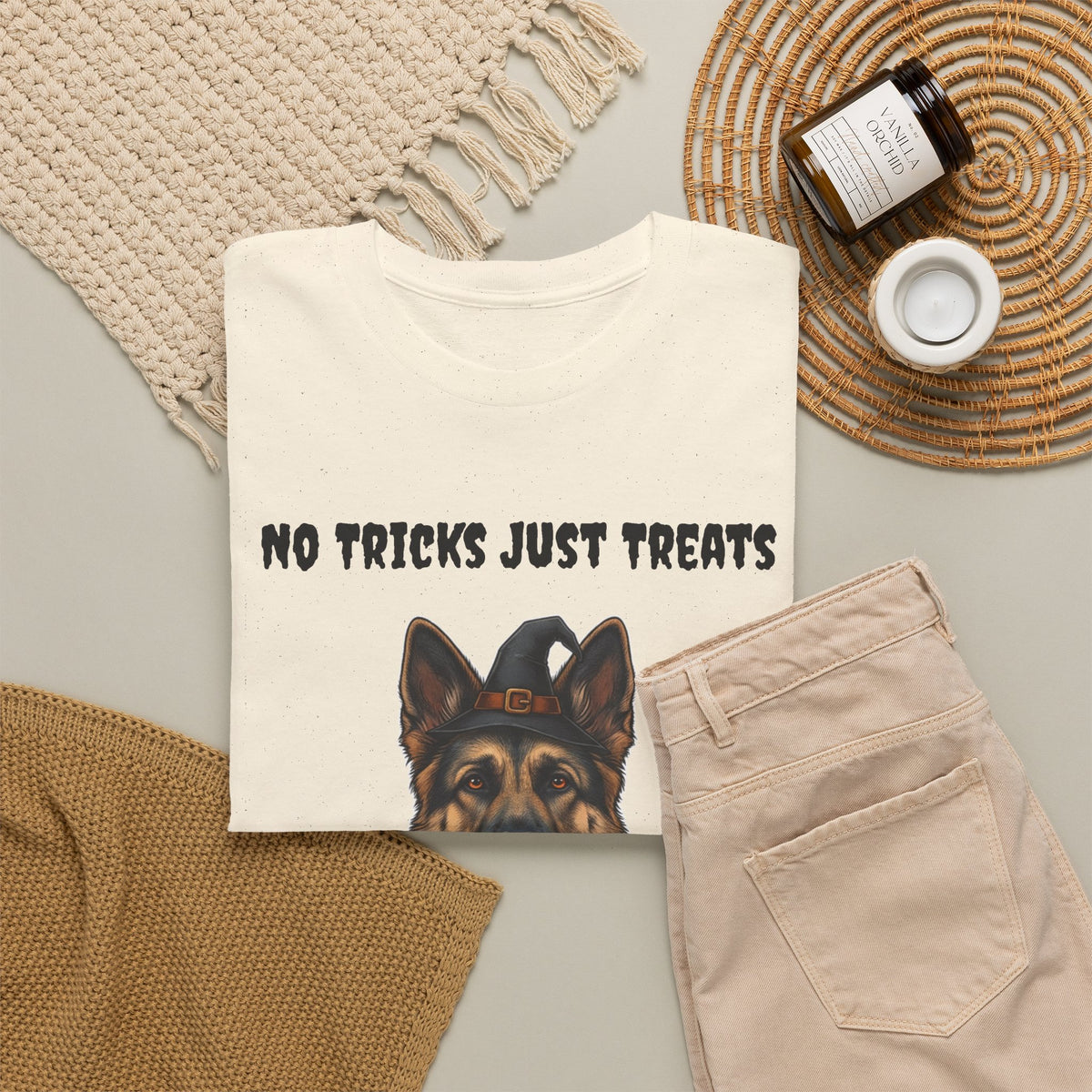 No Tricks Just Treats German Shepherd Halloween T-Shirt – Stay Weird Goods