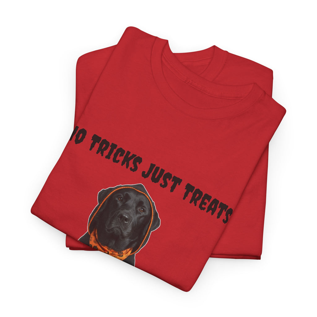 No Tricks Just Treats Black Lab Halloween T-Shirt – Stay Weird Goods