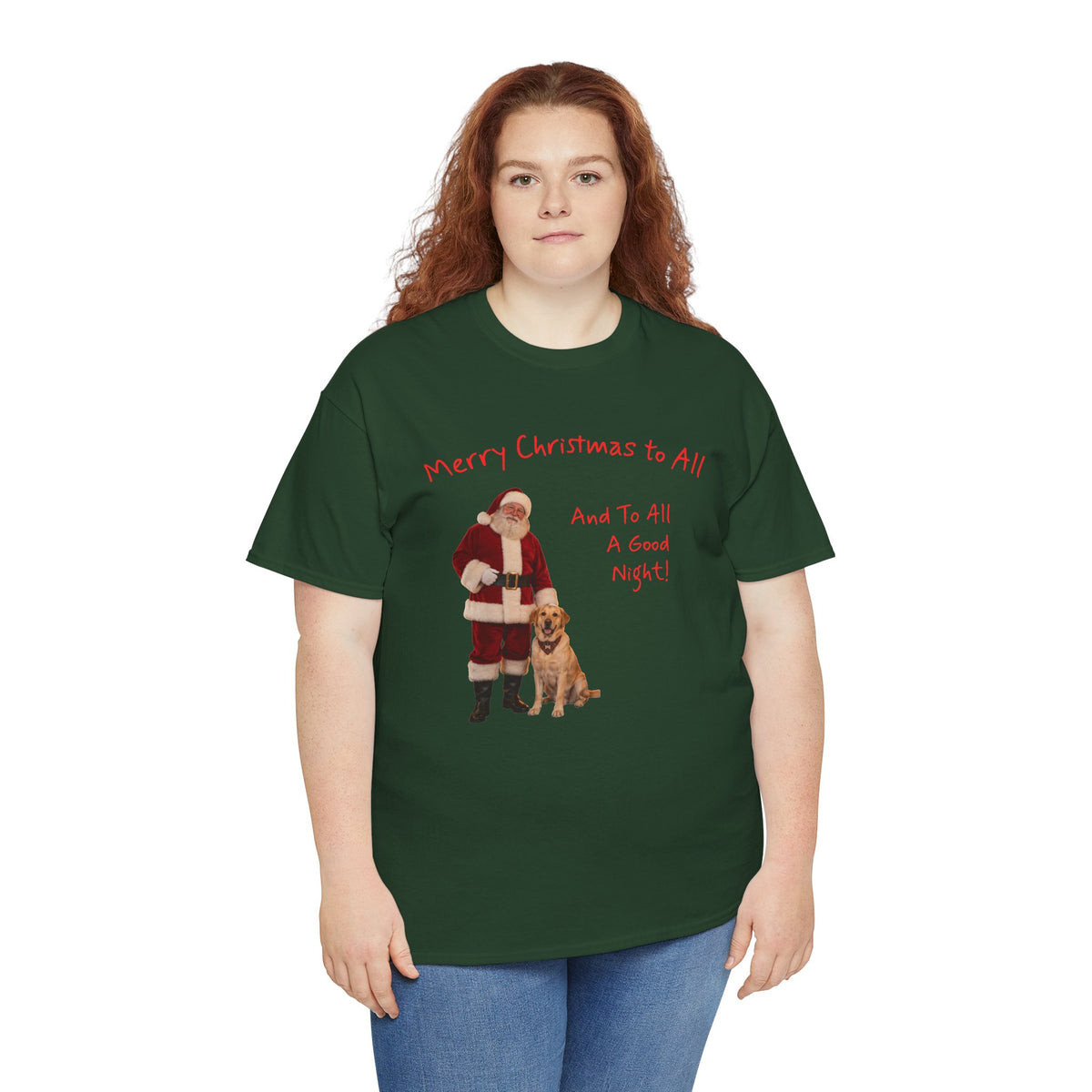Santa and a Yellow Labrador, Merry Christmas, Unisex Heavy Cotton Tee