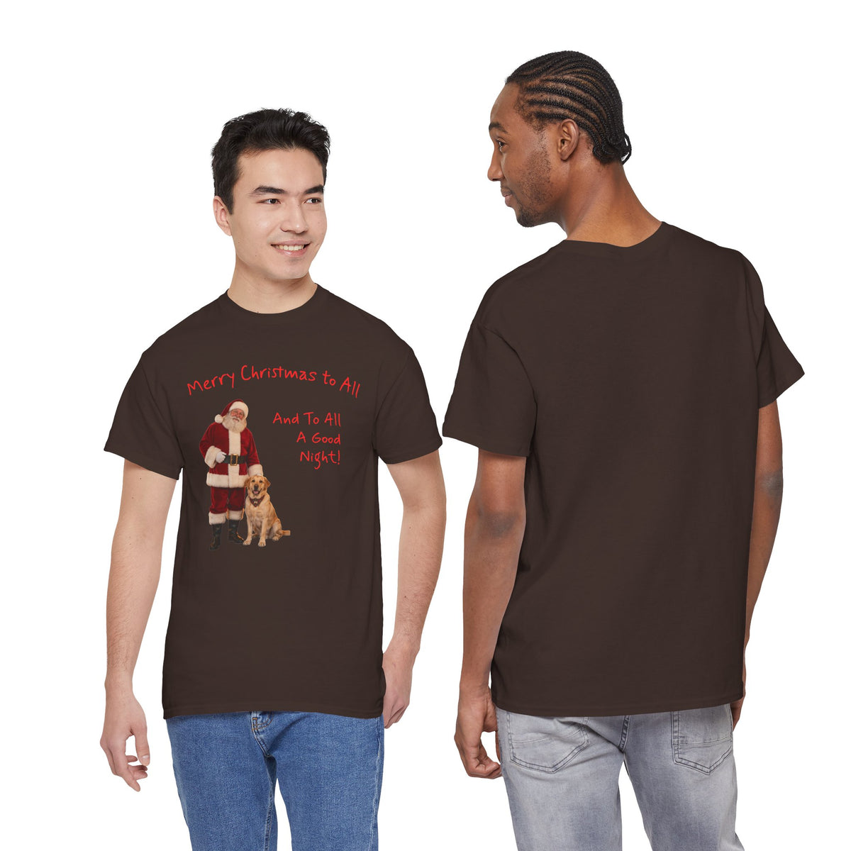 Santa and a Yellow Labrador, Merry Christmas, Unisex Heavy Cotton Tee