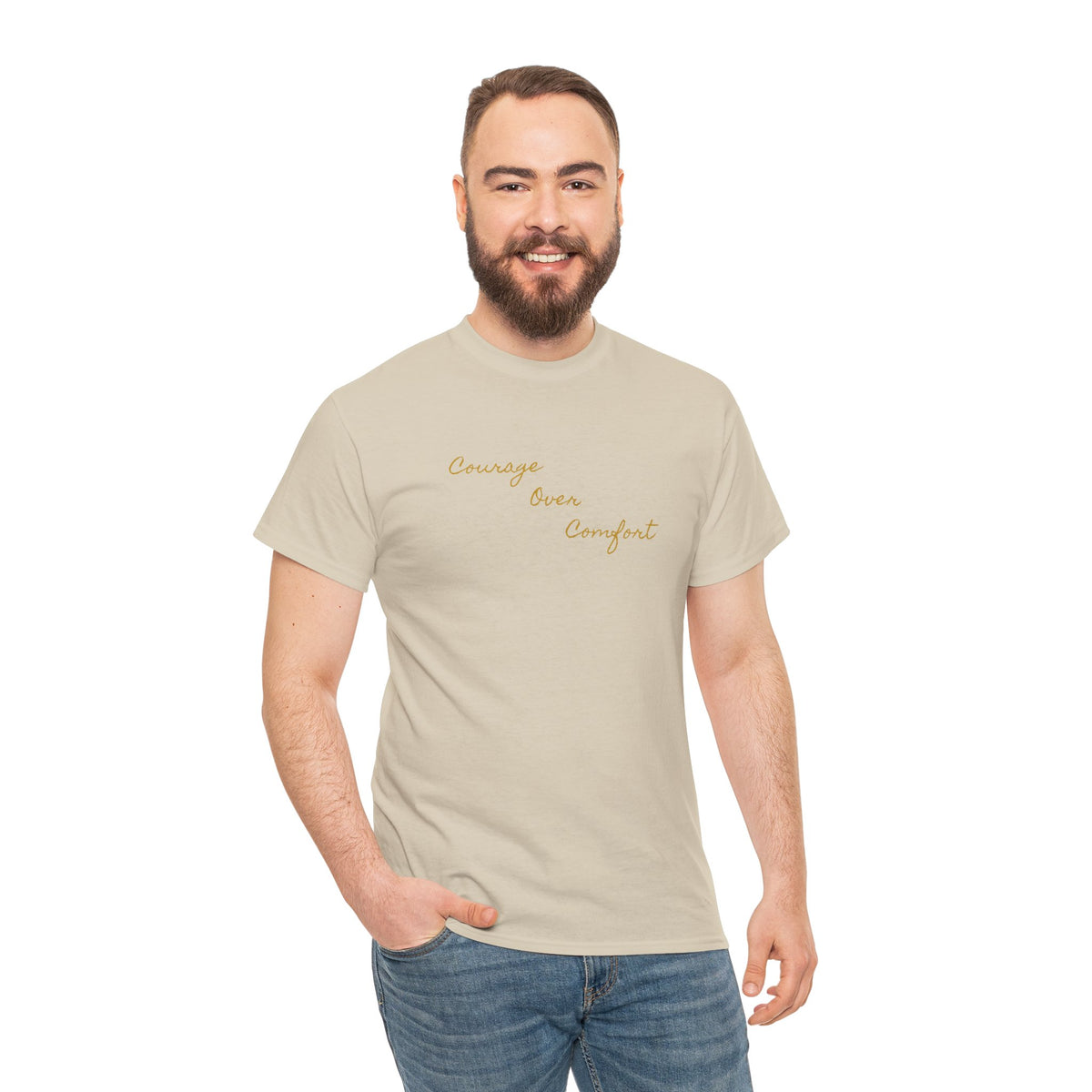 Courage Over Comfort, Be Courageous, Unisex Heavy Cotton Tee