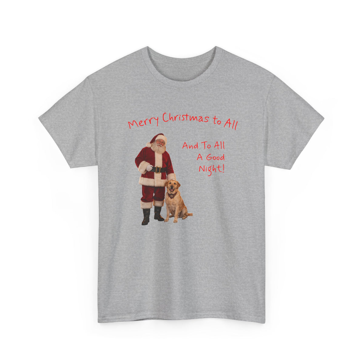 Santa and a Yellow Labrador, Merry Christmas, Unisex Heavy Cotton Tee
