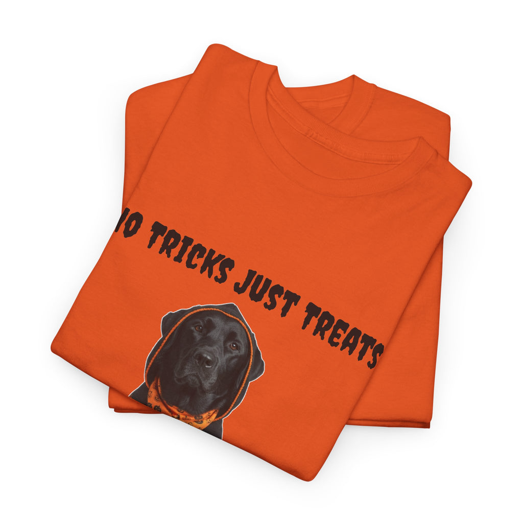 No Tricks Just Treats Black Lab Halloween T-Shirt – Stay Weird Goods