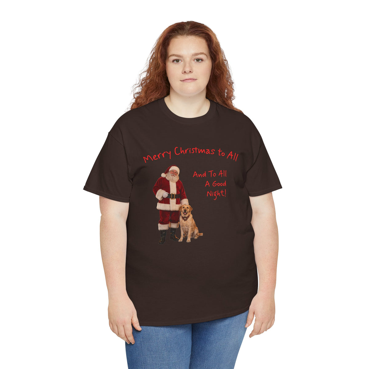 Santa and a Yellow Labrador, Merry Christmas, Unisex Heavy Cotton Tee
