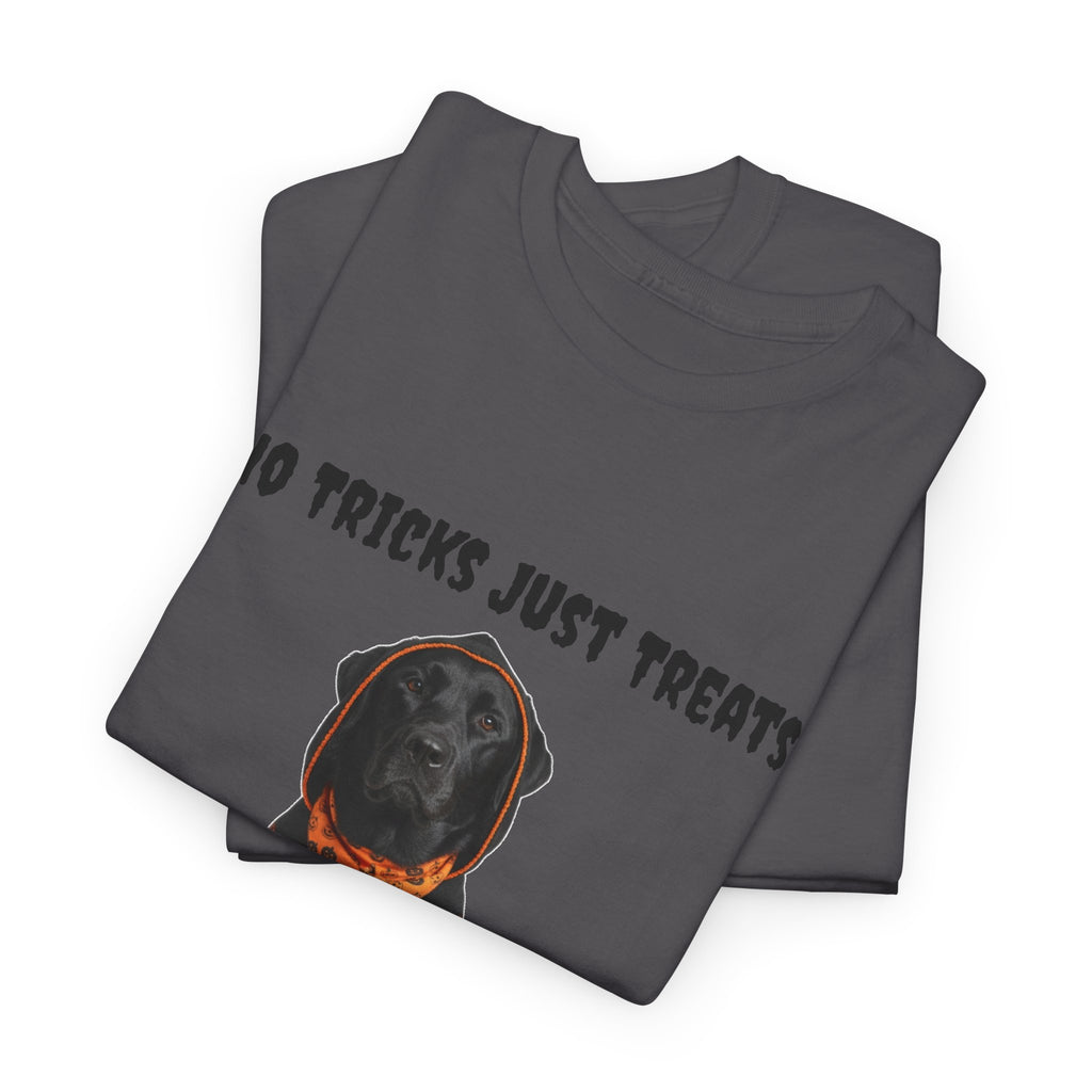 No Tricks Just Treats Black Lab Halloween T-Shirt – Stay Weird Goods