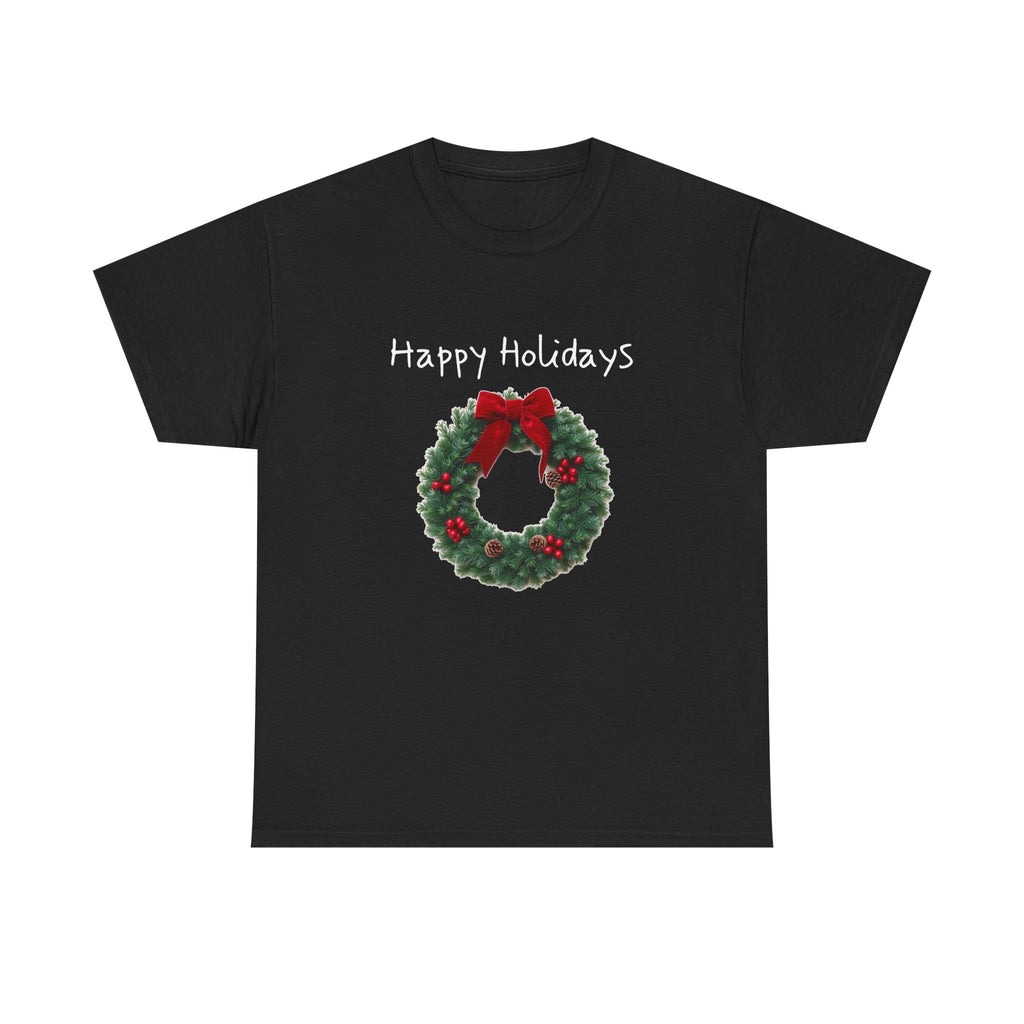 Happy Holidays Wreath, Unisex Heavy Cotton Tee