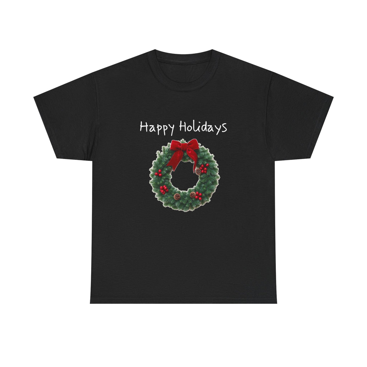 Happy Holidays Wreath, Unisex Heavy Cotton Tee