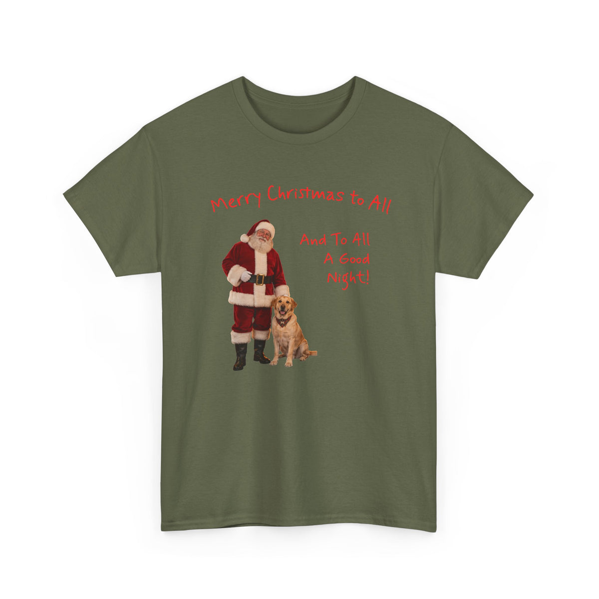 Santa and a Yellow Labrador, Merry Christmas, Unisex Heavy Cotton Tee
