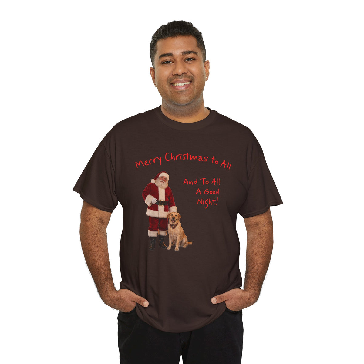 Santa and a Yellow Labrador, Merry Christmas, Unisex Heavy Cotton Tee
