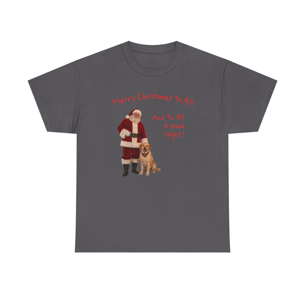 Santa and a Yellow Labrador, Merry Christmas, Unisex Heavy Cotton Tee